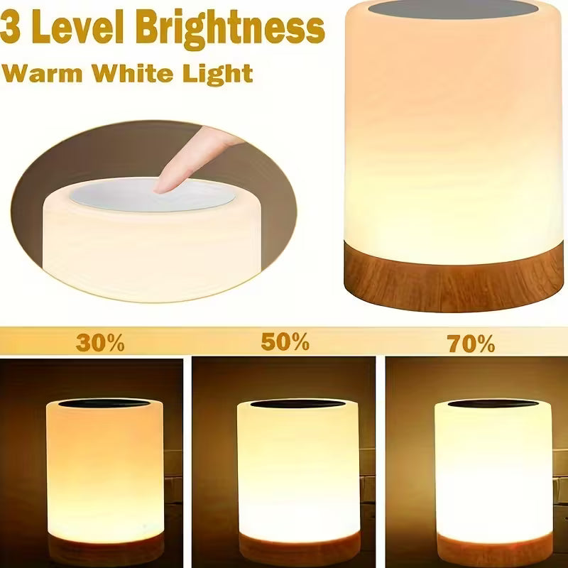 Versatile Touch-Control Night Lamp – USB Rechargeable, Adjustable Color & Brightness