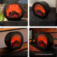 Simulated Flame Fireplace Lamp – Battery-Powered Vintage