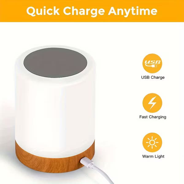 Versatile Touch-Control Night Lamp – USB Rechargeable, Adjustable Color & Brightness